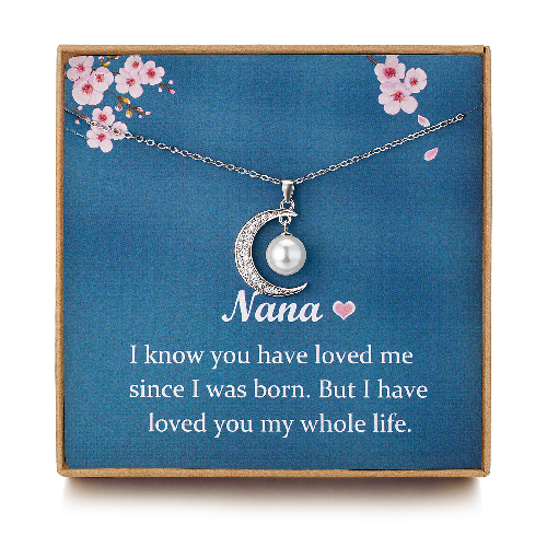 Nana Gifts Great Grandma Necklace - Sterling Silver Pearl Pendant Moon Crystal CZ Generation Necklace for Great Grandmother, Mom Gift, Nana Gifts from Grandchildren, Mothers Day Jewelry Birthday Gift